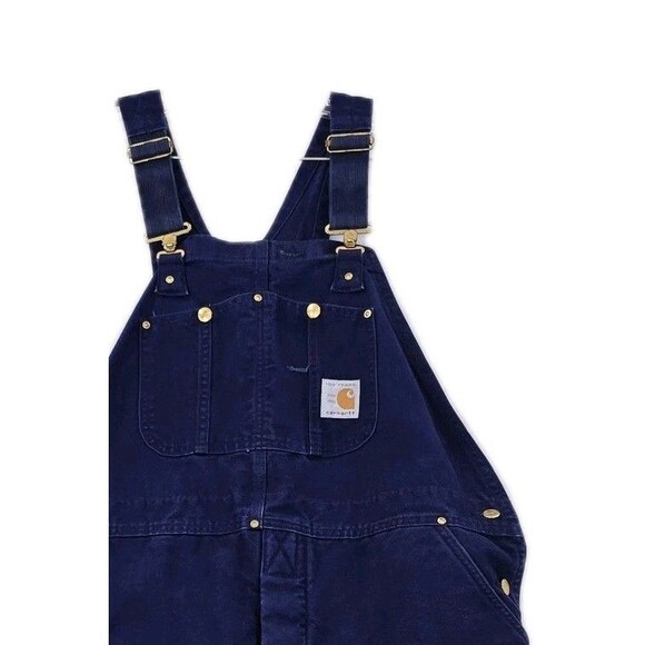 Vtg Carhartt Duck Bib Overalls Canvas Double Knee Mens 42x30 Insulated Quilted - Picture 4 of 16